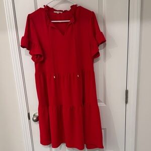 Red Ruffle Tiered Mini Dress - Women